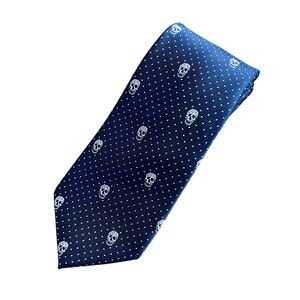 Fredrick Thomas London Skull Navy Blue Tie